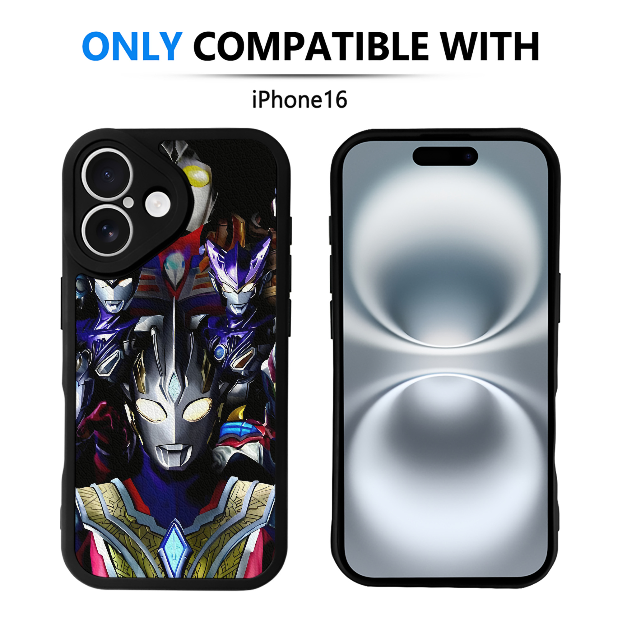 （画像用） ウルトラマン Ultraman 【iPhone 16シリーズ対応】シリコンスマホケース（レザー調） 材質：シリコン